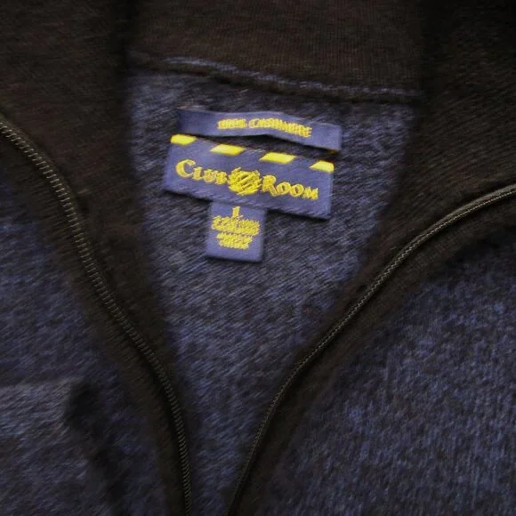 CASHMERE 1/4 Zip Pullover Sweater Heathered Navy Black